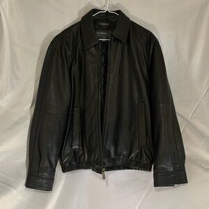 Perry Ellis Portofolio Lambskin Leather Zip Bomber Jacket Vintage M